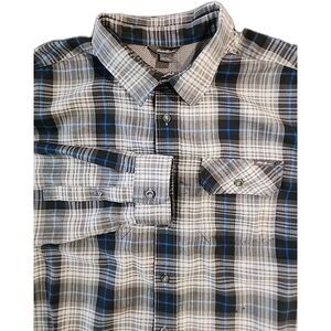 Eddie Bauer Shirt Men's XLT Plaid Brown Black Long Sleeve Performance Poly Mesh